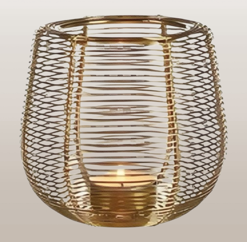 Gold Wire Mesh Candle Holder – Decorative Tealight Lantern | Modern Home Décor