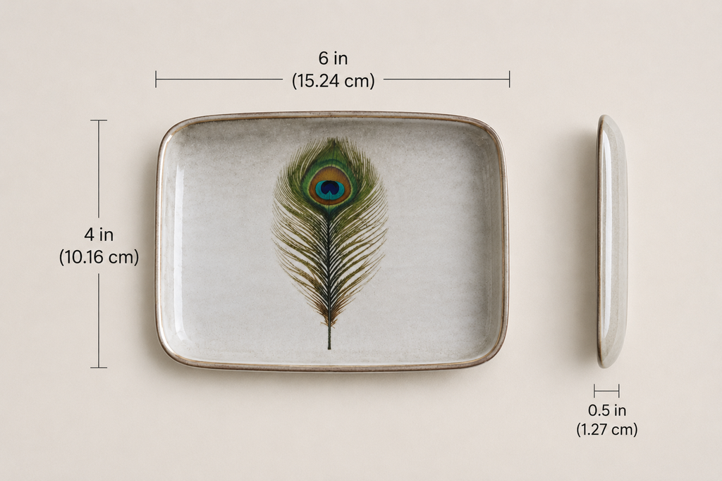 Peacock Feather Ceramic Trinket Dish – Handmade Ring & Jewellery Tray