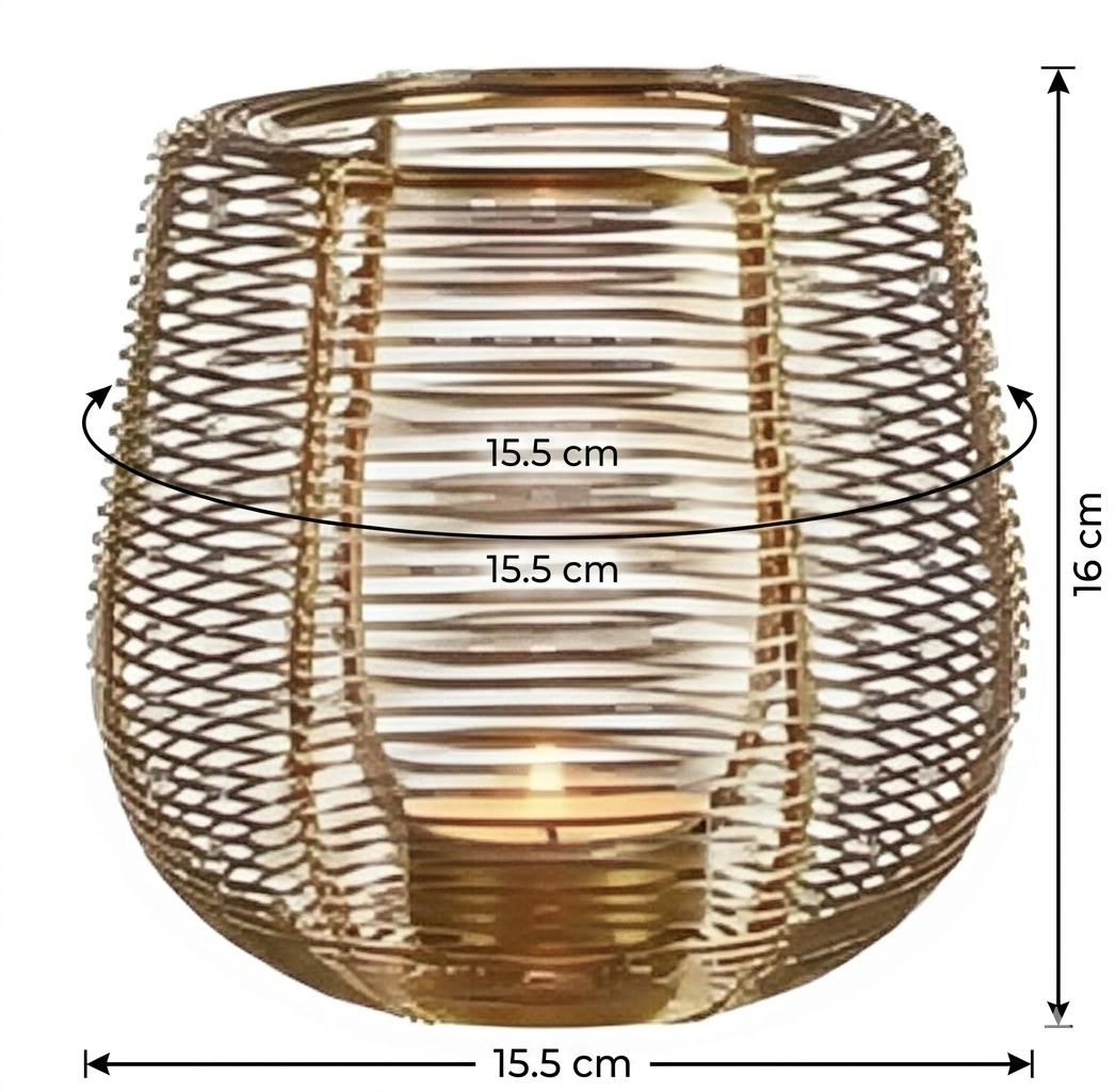 Gold Wire Mesh Candle Holder – Decorative Tealight Lantern | Modern Home Décor