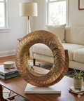 Golden Frond Spiral Abstract Tabletop Sculpture