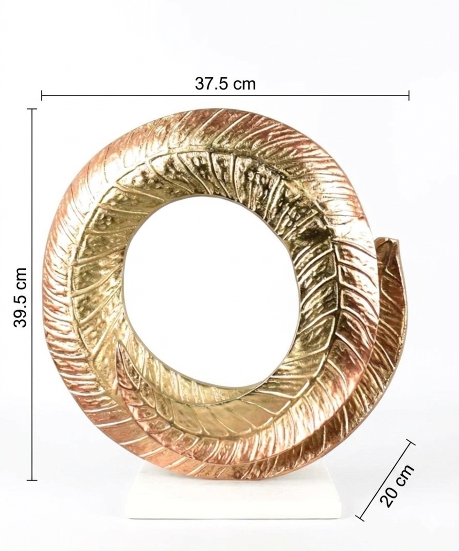 Golden Frond Spiral Abstract Tabletop Sculpture