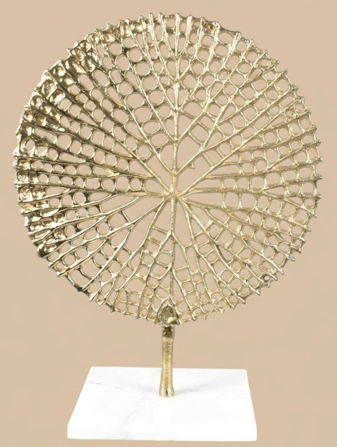 Gilded Lotus Leaf Filigree Tabletop Sculpture